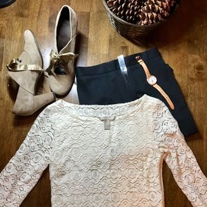 Banana republic lace cream top sz 0